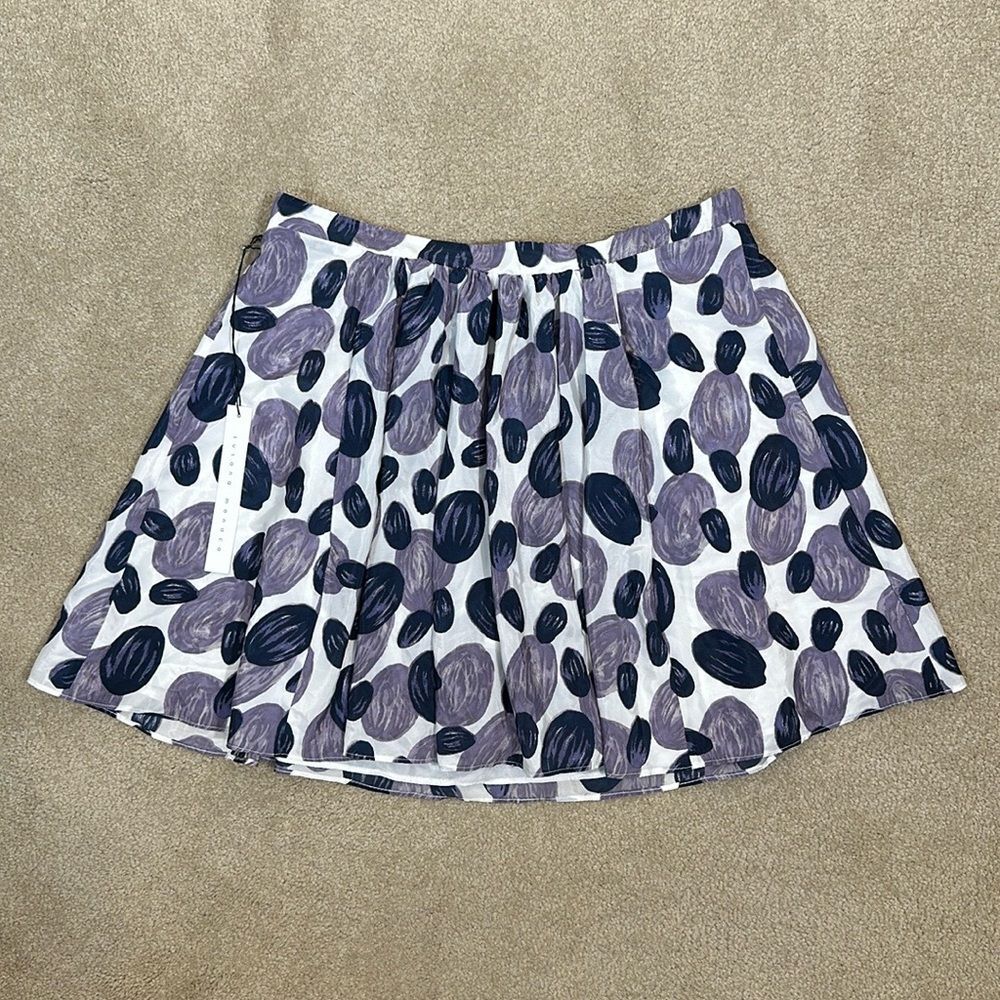 Susana Monaco NWT Eclipse Mini Skirt Lined Dot White Purple Stretch Women Size 4